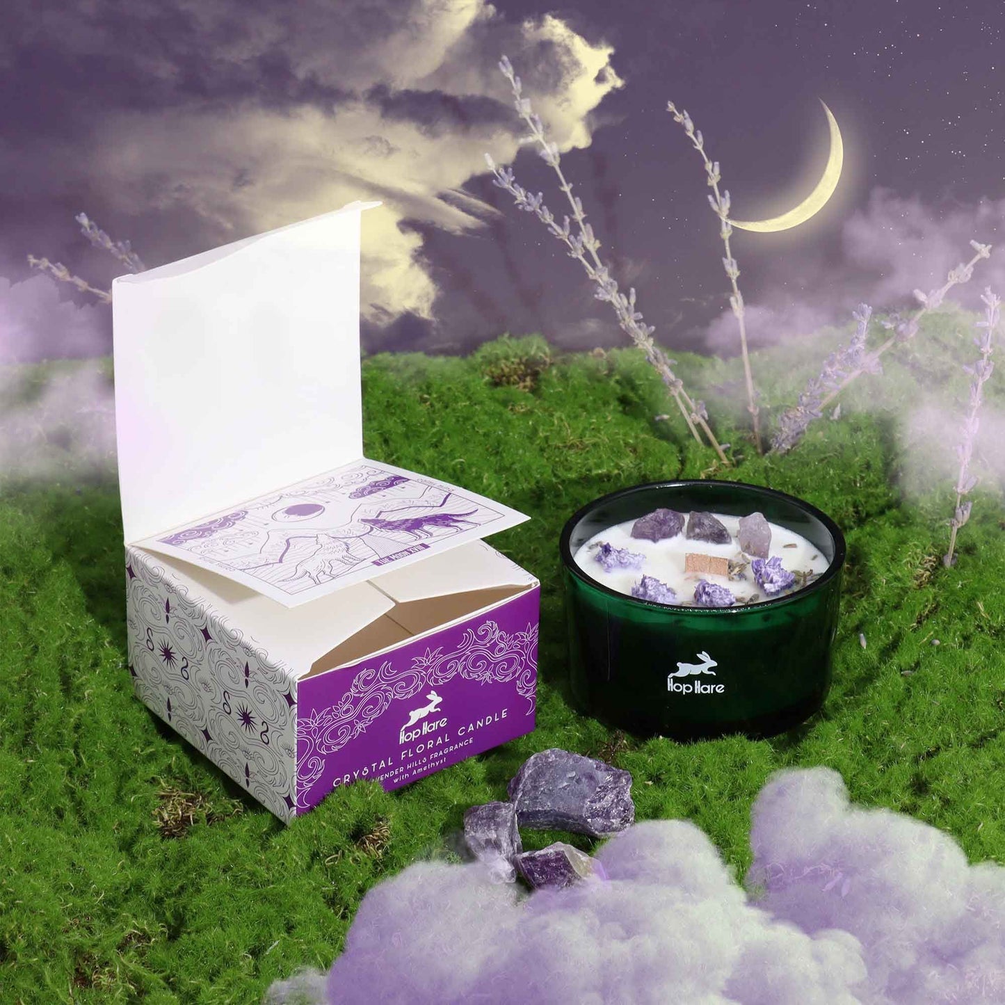 Bougie Fleur Magique en Cristal  Lune